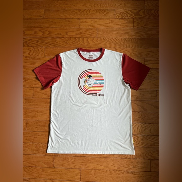 Men’s HANG 👣 TAN Vintage Short Sleeves Surfer Dude  T-Shirt - Picture 9 of 10